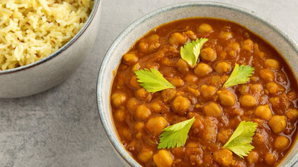 Chana masala: North Indian dish made of chickpeas, onions, tomatoes and spices.