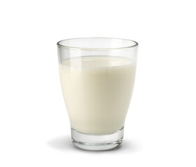 Glass of milk isolated on white background
