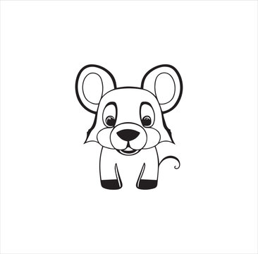 A cartoon puppy vector line art for coloring page.