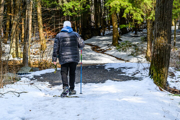 Spring weather brings out the hikers at Cole Park in Upstate NY. Trails are still snow-covered in...