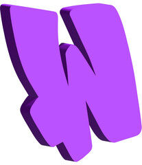 3d purple graffiti letter W