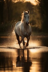 horse at sunset Generative Ai