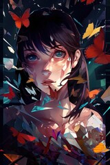 girl with flowers Generative Ai