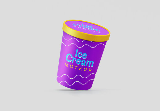Floating Ice Cream Jar Mockup