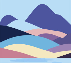 Colored mountains, waves, abstract shapes, modern backgrounds, vector Illustration designs for your projects
