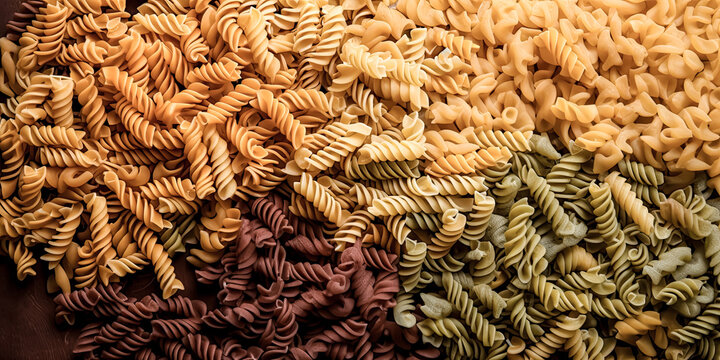 A delectable plate of pasta is elegantly arranged on a brown background - generative ai.