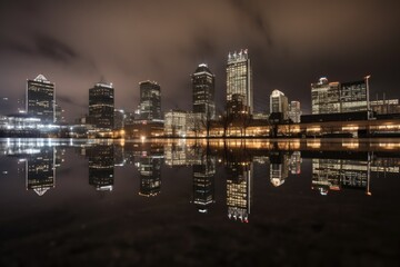 Fototapeta premium city skyline at night Generative Ai