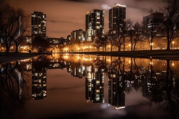 city skyline at night Generative Ai