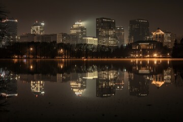 Fototapeta na wymiar city skyline at night Generative Ai
