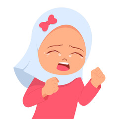 Cute girl crying while screaming