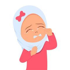 Cute girl crying while holding chest