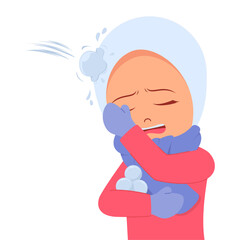 A snowball fight by cute girl