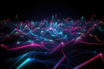 Abstract background with neon lights. Generative AI.