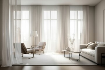 A minimalist monochromatic room with cleanliness. Generative AI.
