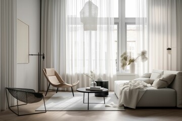 Fototapeta premium Modern living room with an armchair. Generative AI.