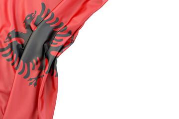 Flag of Albania in the corner on white background. Isolated. 3D Rendering