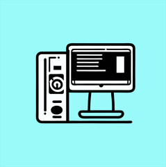 computer illustration design. pc logo icon