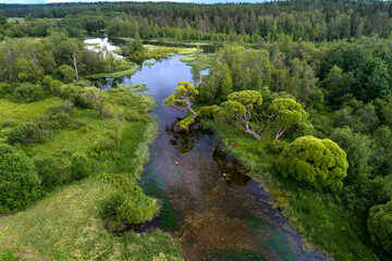 Summer landscape. Izvarka River (aerial photography). Russia