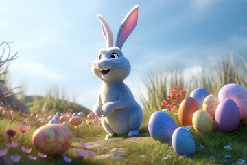 Generative AI - A Happy Eastern bunny with Easter Egg