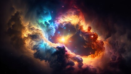 Obraz na płótnie Canvas beautiful colorful nebula in galaxy,Generative AI