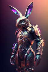 Futuristic Easter Bunny with clothing