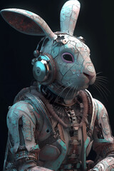 Futuristic Easter Bunny with clothing