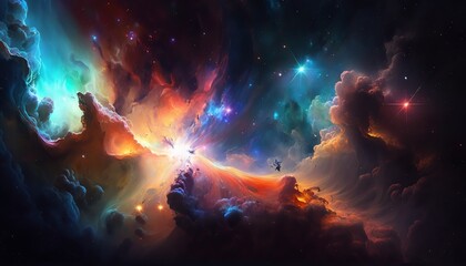 Obraz na płótnie Canvas beautiful colorful nebula in galaxy,Generative AI