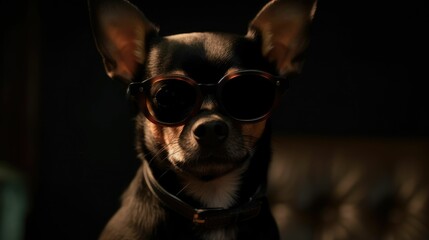 Chihuahua with black shades. Generative AI.