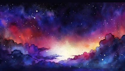 Fototapeta na wymiar Watercolor dazzling starry sky wallpaper universe starry sky,Generative AI