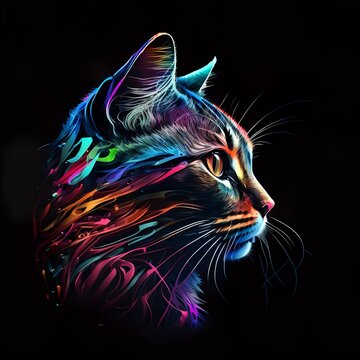 a nice picture of a colorful cat