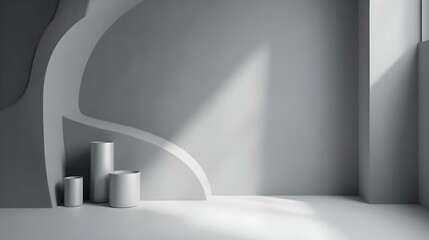 Minimalist Gray Tone Background with Lights and Shadows for Product Presentation
