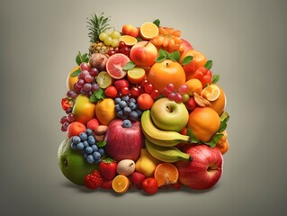 Pile of Fresh Fruits, Wallpaper, AI Generated