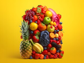 Pile of Fresh Fruits, Wallpaper, AI Generated