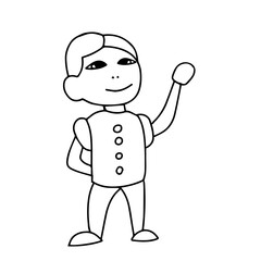 Beautiful hand-drawn vector illustration of a boy isolated on a white background for coloring book