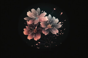Sakura logo on black background, AI generated