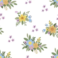 Zelfklevend Fotobehang  Seamless floral pattern, vector, spring. Printing on fabric and paper © Evgeniia