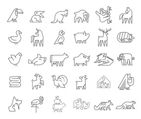 Fototapeta premium Animals logos collection. Animal logo set. Geometrical abstract logos. Icon design 
