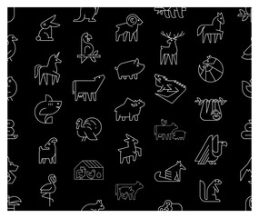 Seamless pattern with Animals logos. Animal logo set. Geometrical abstract logos. Icon design