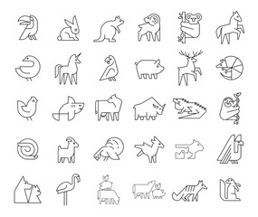 Fototapeta premium Animals logos collection. Animal logo set. Geometrical abstract logos. Icon design 