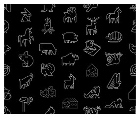 Seamless pattern with Animals logos. Animal logo set. Geometrical abstract logos. Icon design