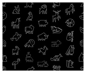 Seamless pattern with Animals logos. Animal logo set. Geometrical abstract logos. Icon design