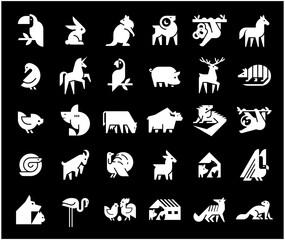 Animals logos collection. Animal logo set. Geometrical abstract logos. Icon design	