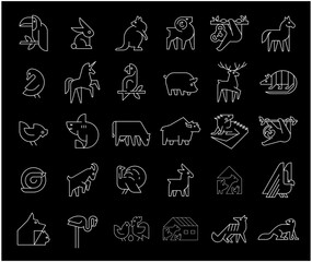 Animals logos collection. Animal logo set. Geometrical abstract logos. Icon design