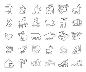 Fototapeta premium Animals logos collection. Animal logo set. Geometrical abstract logos. Icon design 