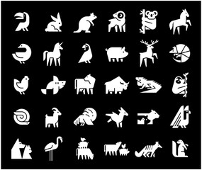 Animals logos collection. Animal logo set. Geometrical abstract logos. Icon design	
