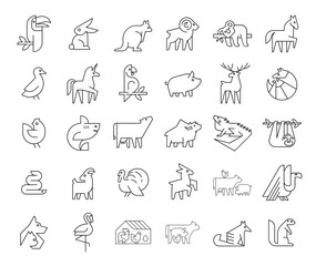 Animals logos collection. Animal logo set. Geometrical abstract logos. Icon design	