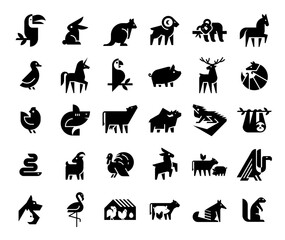 Animals logos collection. Animal logo set. Geometrical abstract logos. Icon design	