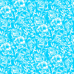 Vector seamless half-drop pattern, with skull