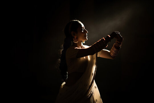 A beautiful kathak dancer, cinematic light. Generative AI