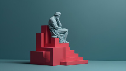 Greek Stoic Philosopher statue digital render - obrazy, fototapety, plakaty